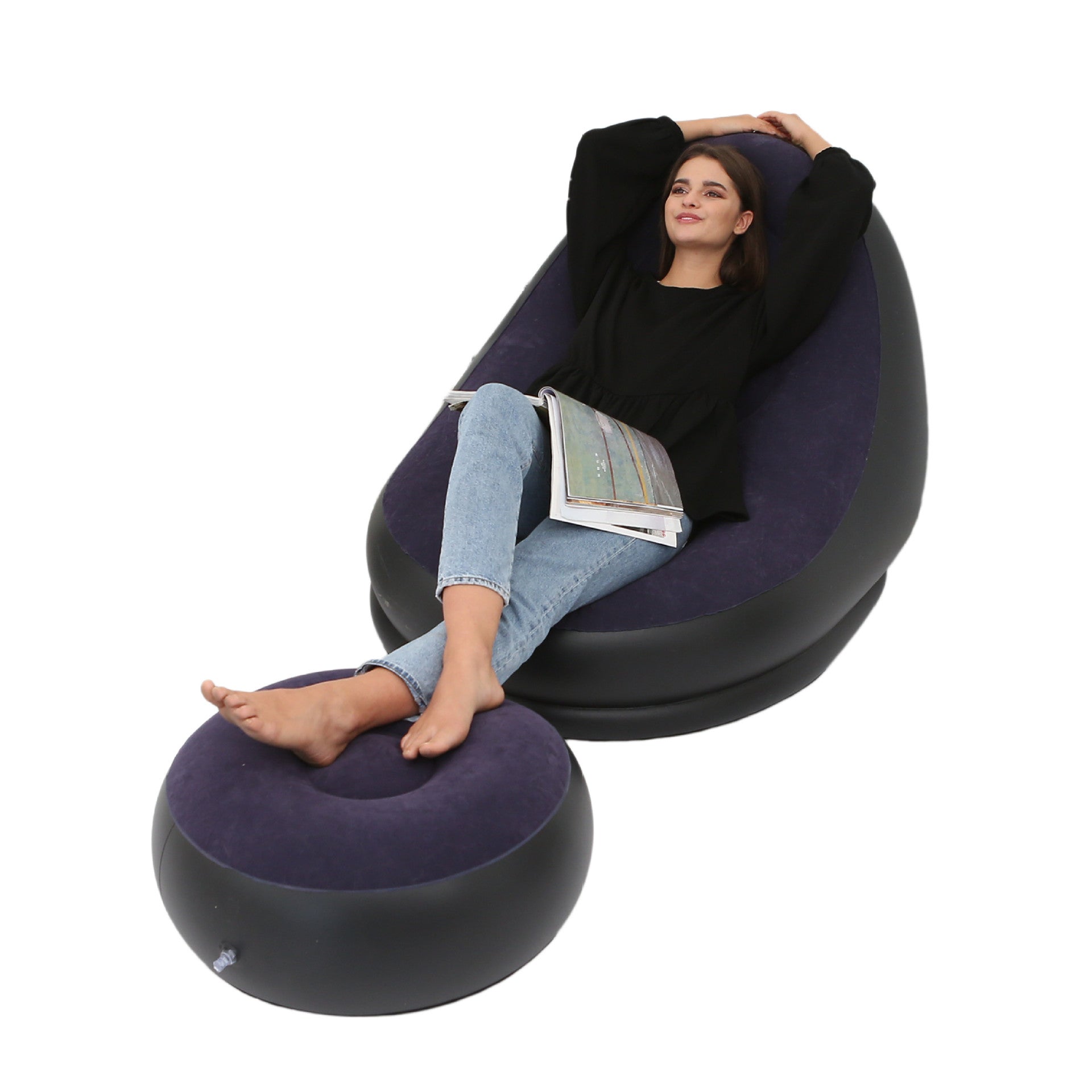 Inflatable Lazy Sofa Bed With Footstool